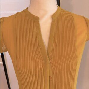 H&M Golden Blouse Mustard Yellow Top Accordian Bodice Excellent Condition